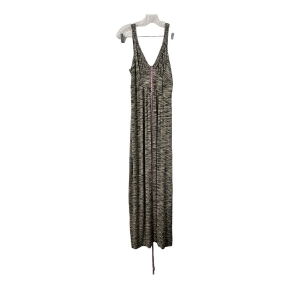 Cable & Gauge Womens Size Large Black Tan Space Dye Knit Maxi Dress V-Neck - Picture 13 of 14